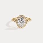 Kelly丨Oval Lab-Grown Diamond Milgrain Halo Engagement Ring - Rings