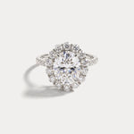 Flore | Oval Lab Diamond Scalloped Halo Pavé Engagement Ring
