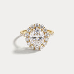 Flore | Oval Lab Diamond Scalloped Halo Pavé Engagement Ring - Rings