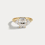 Eliza丨Radiant Lab-Grown Diamond Engagement Ring with Leaf-Inspired Pear Accents - Rings