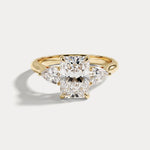 Eliza丨Radiant Lab-Grown Diamond Engagement Ring with Leaf-Inspired Pear Accents - Rings