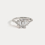 Doris丨Emerald Lab-Grown Diamond Engagement Ring with Baguette & Round Side Stones