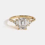 Doris丨Emerald Lab-Grown Diamond Engagement Ring with Baguette & Round Side Stones - Rings