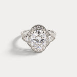 Beatrice丨Oval Cut Milgrain Floral Halo Lab-Grown Diamond Ring