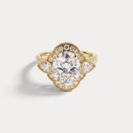 Beatrice丨Oval Cut Milgrain Floral Halo Lab-Grown Diamond Ring - Rings