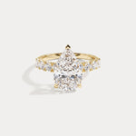 Carlotta丨Pear Lab Diamond Hidden Halo Half Pavé Engagement Ring - Rings