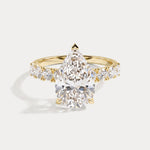 Carlotta丨Pear Lab Diamond Hidden Halo Half Pavé Engagement Ring - Rings