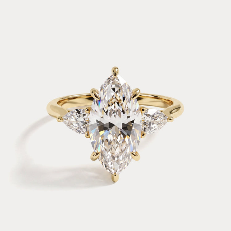 Nellie丨Marquise Cut Lab Diamond Three Stone Engagement Ring - Rings