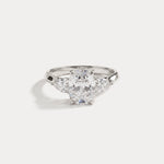 Natalie丨Elongated Cushion Lab Diamond Engagement Ring with Leaf-Inspired Pear Accents