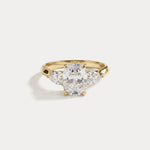 Natalie丨Elongated Cushion Lab Diamond Engagement Ring with Leaf-Inspired Pear Accents - Rings