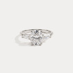 Estelle丨Elongated Cushion Lab Diamond Three-Stone Engagement Ring with Tapered Baguette Accents