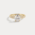 Margot丨Oval Lab Diamond Twisted Split Shank Pavé Milgrain Engagement Ring - Rings