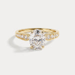 Margot丨Oval Lab Diamond Twisted Split Shank Pavé Milgrain Engagement Ring - Rings