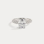 Muriel丨Elongated Cushion Lab Diamond Twisted Split Shank Milgrain Pavé Engagement Ring