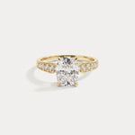 Muriel丨Elongated Cushion Lab Diamond Twisted Split Shank Milgrain Pavé Engagement Ring - Rings