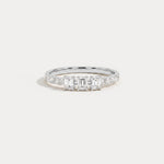 Floating Emerald Lab-Grown Diamond Three-Stone Pavé Ring