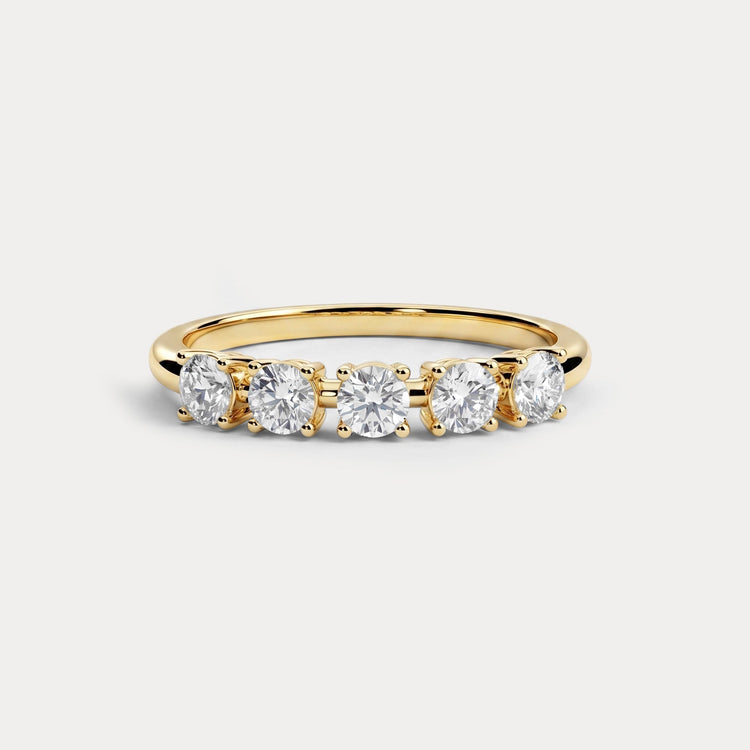 Floating Round Cut Lab-Grown Diamond Five-Stone Anniversary Ring - Rings