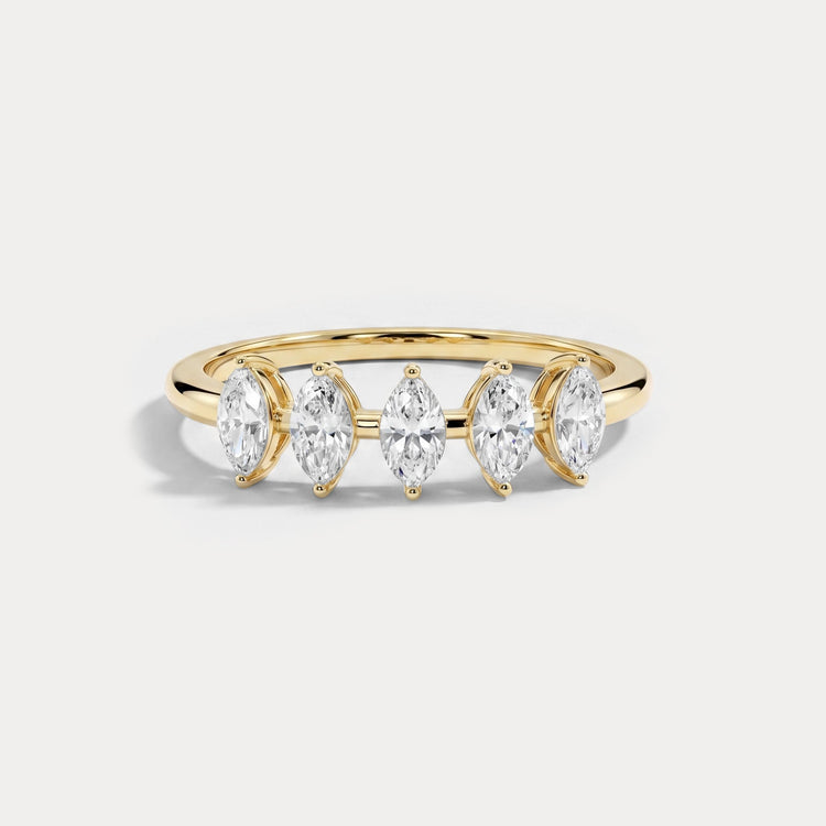 Floating Marquise Cut Lab-Grown Diamond Five-Stone Anniversary Ring - Rings