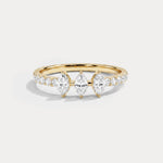 Floating Marquise Lab-Grown Diamond Three-Stone Pavé Ring - Rings