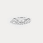 Floating Oval Lab-Grown Diamond Three-Stone Pavé Ring - Rings