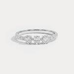 Floating Oval Lab-Grown Diamond Three-Stone Pavé Ring - Rings