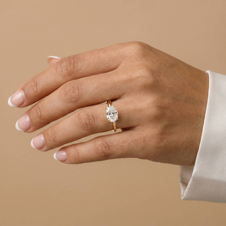 Maeve丨Oval Cut Lab Diamond Hidden Accent Engagement Ring - Rings