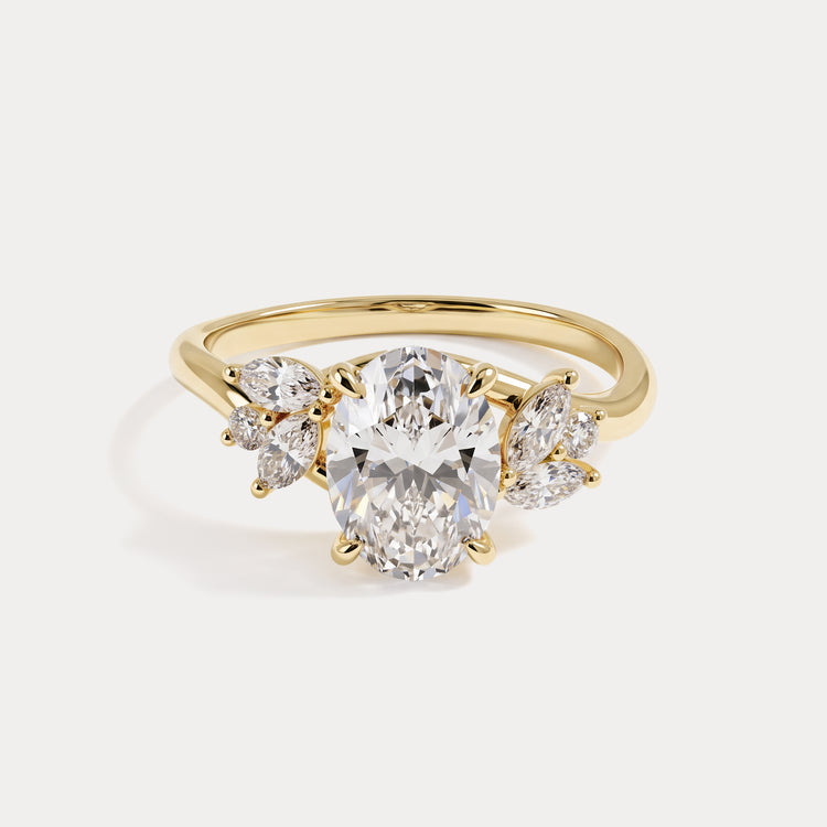 Lisette | Oval Lab Diamond Marquise Vine Milgrain Engagement Ring
