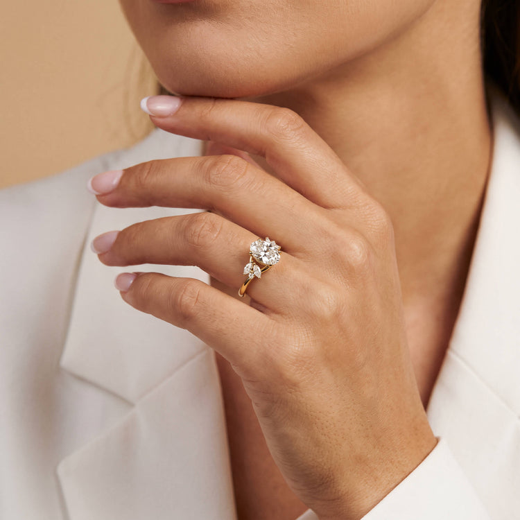 Lisette | Oval Lab Diamond Marquise Vine Milgrain Engagement Ring