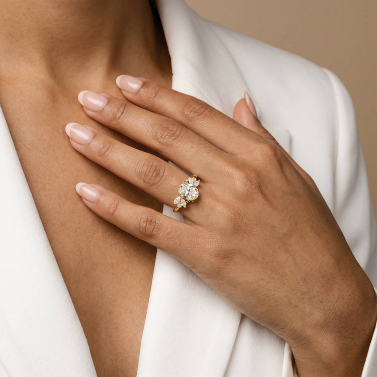 Lisette | Oval Lab Diamond Marquise Vine Milgrain Engagement Ring