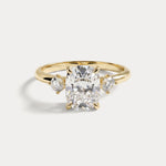Manon丨Elongated Cushion Lab Diamond Three-Stone Engagement Ring - Rings