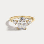 Manon丨Elongated Cushion Lab Diamond Three-Stone Engagement Ring - Rings