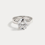 Oval Cut Lab-Grown Diamond Solitaire Cigar Band Engagement Ring