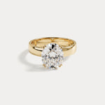Elvina丨Oval Cut Lab-Grown Diamond Solitaire Cigar Band Engagement Ring - Rings