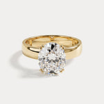 Elvina丨Oval Cut Lab-Grown Diamond Solitaire Cigar Band Engagement Ring - Rings