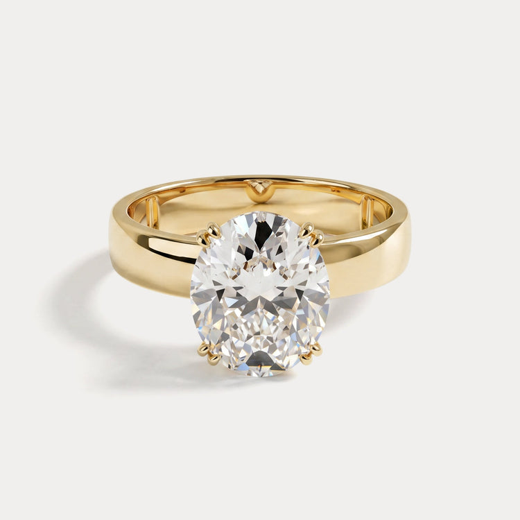 Elvina丨Oval Cut Lab-Grown Diamond Solitaire Cigar Band Engagement Ring - Rings