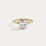 Sybil丨Elongated Cushion Lab Diamond Hidden Accent Solitaire Engagement Ring - Rings