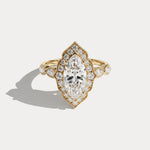Cressida丨Marquise Lab Diamond Vintage-Inspired Leaf Halo Engagement Ring - Rings