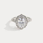 Lorelei丨Elongated Cushion Lab Diamond Vintage-Inspired Halo Engagement Ring