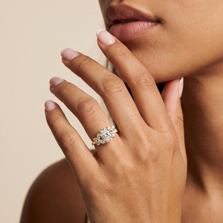 Sylvie丨Oval Lab Diamond Butterfly Cluster Engagement Ring - Rings