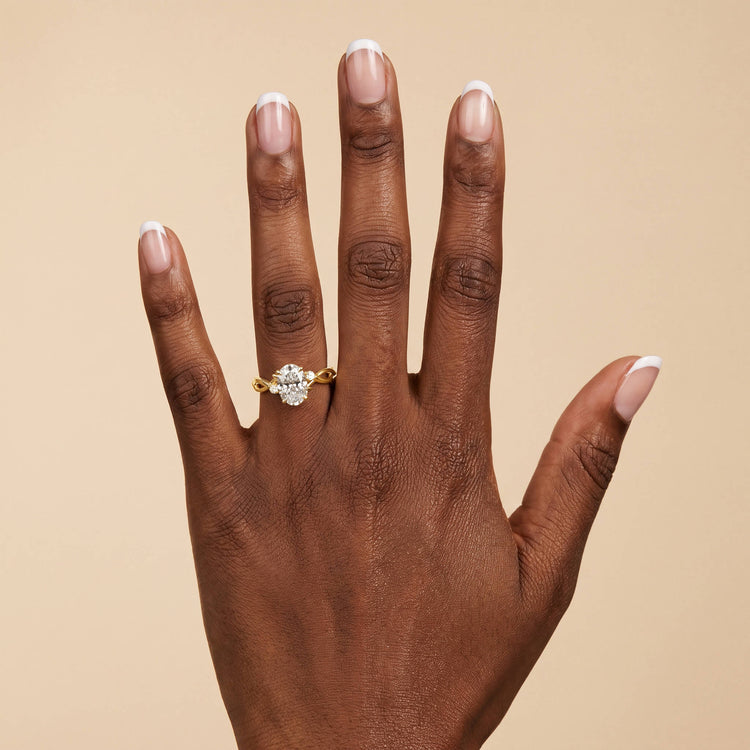 Dorinda丨Oval Cut Lab Diamond Intertwined Accent Engagement Ring - Rings