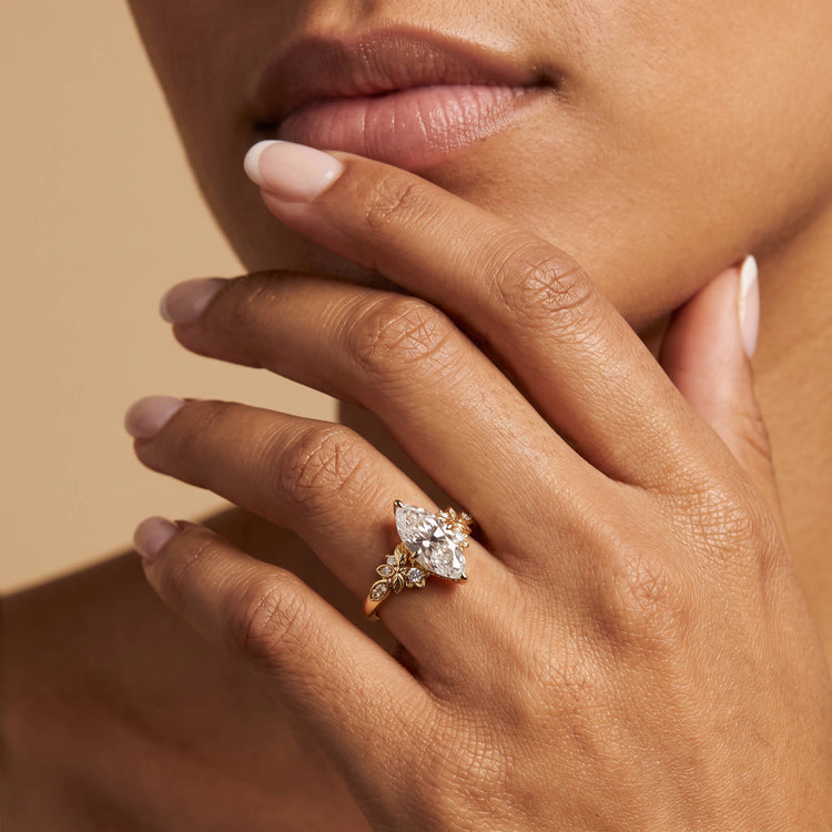 Althea丨Marquise Floral Vine Lab-Grown Diamond Engagement Ring - Rings