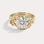 Octavia丨Round Cut Lab-Grown Diamond Leaf-Wrapped Bridal Ring Set