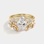 Eileen丨Pear Cut Lab-Grown Diamond Flowing Floral Leaf Bridal Ring Set
