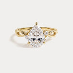 Cecily丨Pear Cut Lab Diamond Intertwined Accent Engagement Ring