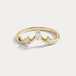 Marquise Crown-Curved Three-Stone Lab Diamond Wedding Ring