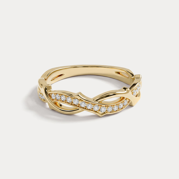 Intertwined Thorn Vine Pavé Lab Diamond Wedding Band - Rings