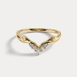 Sculpted Leaf Chevron Five-Stone Lab Diamond Wedding Band