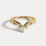 Botanical Leaf Mixed-Cut Chevron Lab Diamond Wedding Band