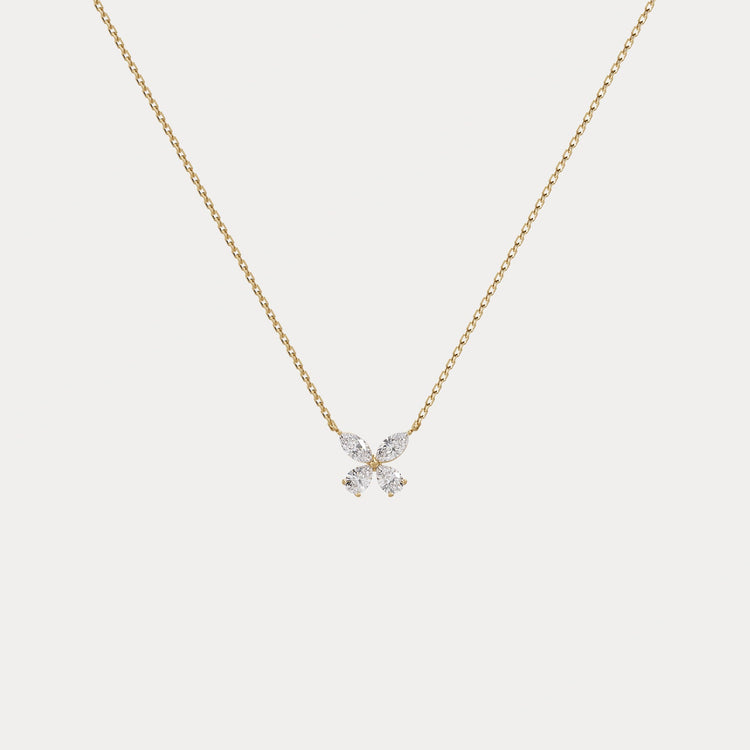 0.5CTW Lab Grown Diamond Butterfly Necklace In 14K Solid Gold/Platinum - Necklaces