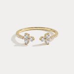 14K Solid Gold Cuff Open Promise Ring With Lab Diamond - Rings
